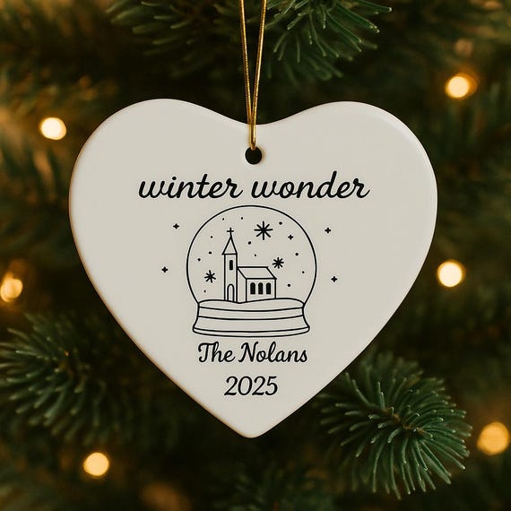 Personalized Winter Church Ornament: Custom Snow Globe Ceramic Keepsake
