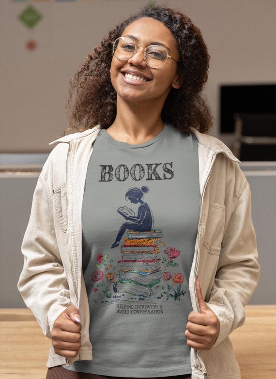 Introvert T-Shirt Literary Humor Tee Avoid Conversation Shirt Reading Enthusiast Gift Book Lover Funny Bibliophile Clothing Book Nerd