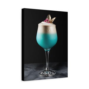 Fantazyjny Blue Lagoon Cocktail Matowa sztuka ścienna, wystrój domu, wystrój domu na plaży, tropikalny ścienny wózek barowy, modna ściana, przyjęcie koktajlowe