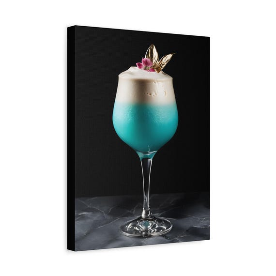 Whimsical Blue Lagoon Cocktail Matte Wall Art,  Home Decor, Beach House Decor, Tropical Wall Bar Cart decor trendy wall Cocktail party
