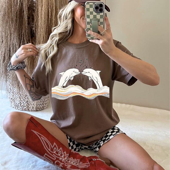 Dolphin Kissing T-Shirt Ocean Marine Life Valentine's Couples Gift Symbolic Beach Apparel Comfort Colors Tee  Birthday Present