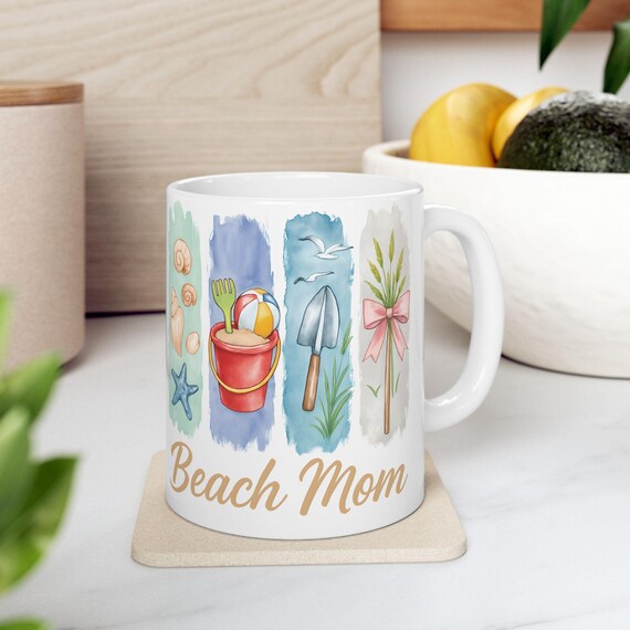 Ocean Mug, Beach Mom Ceramic Coffee Cup,  Coastal Vibes Tea Mug, Vibrant Ocean-Inspired Mug for Moms, Beach Lover Gift