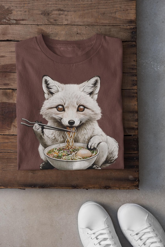 Kawaii Fox Ramen T-Shirt, Anime Noodle Lover Tee