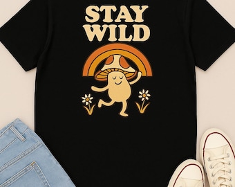 Retro Pilz Print T-Shirt: Cottagecore Hippie Shirt
