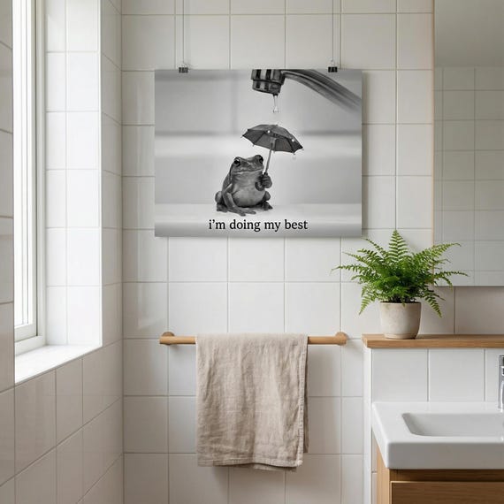 Cute Frog Art Print, Minimalist Satin Finish Poster, Room Decor