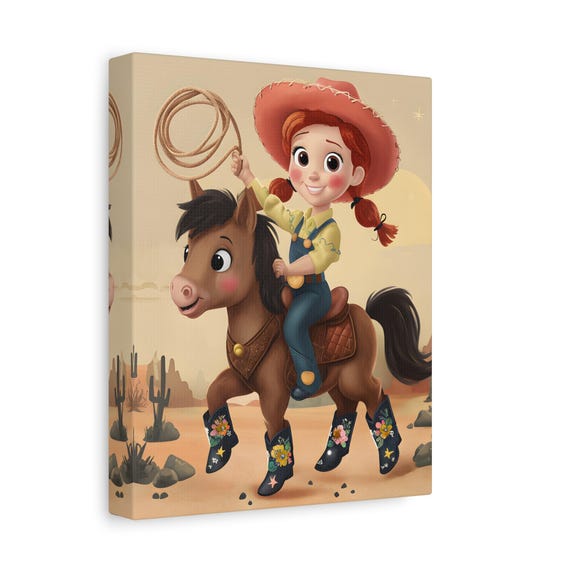 Jessie and Bullseye Canvas Print, Toy Story Nursery Decor