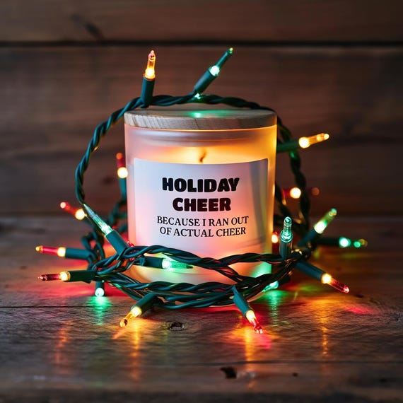 Holiday Cheer Candle • Funny Christmas Candle • Personalized Gift • Sarcastic Holiday Humor • Custom Name Label