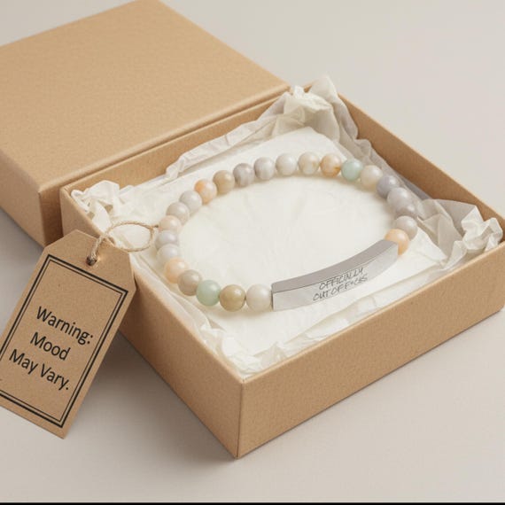 Officially Out of F*cks” Beaded Bracelet • Snarky Bar Bracelet • Funny Friendship Gift • Mood Jewelry for Women, Optional Personalization