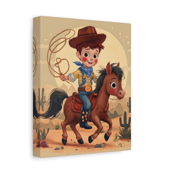 Little Cowboy Kids Room Decor Kids Cowboy Wall Art Print  Toddler Nursery Canvas Poster Cowboy Theme Decor Baby Playroom Bedroom