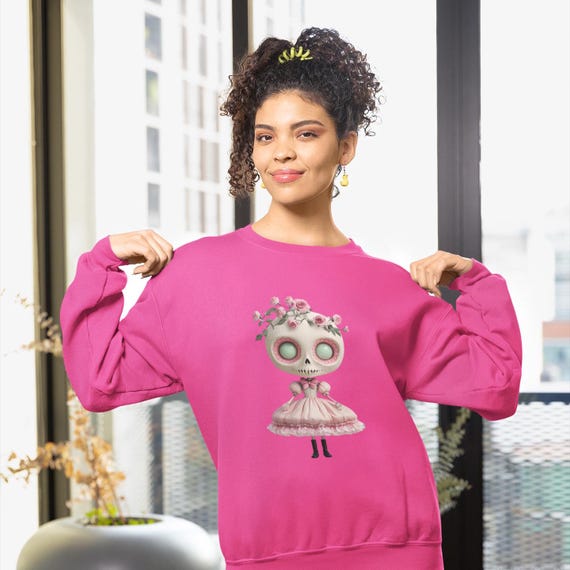 Skeleton Girl Sweatshirt Dark Academia Emo Outfit Spooky Cute Kawaii Goth Pastel Goth Fashion Punk Clothing Alternative Comic Con