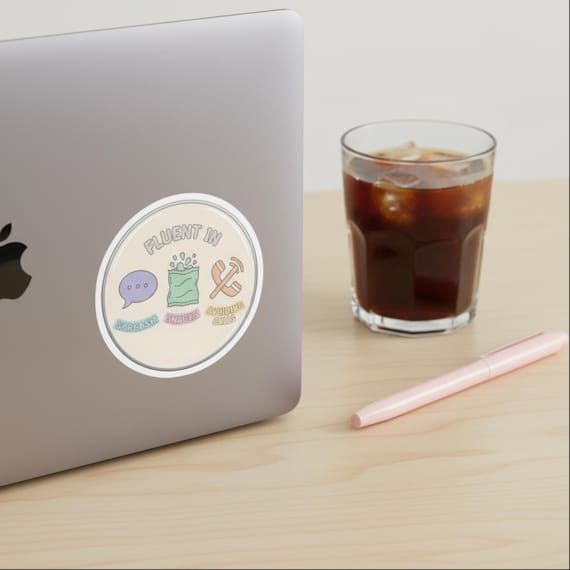 Kiss cut stickers, funny sarcastic decal, fluent in sarcasm avoiding calls, minimalist vinyl sticker