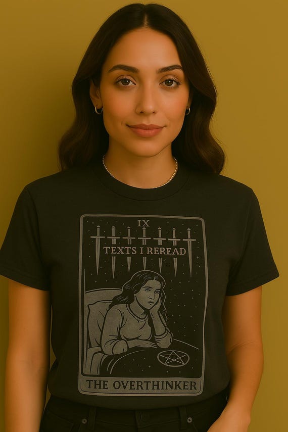 Overthinker Tarot Shirt: Funny Gothic Comfort Colors Tee