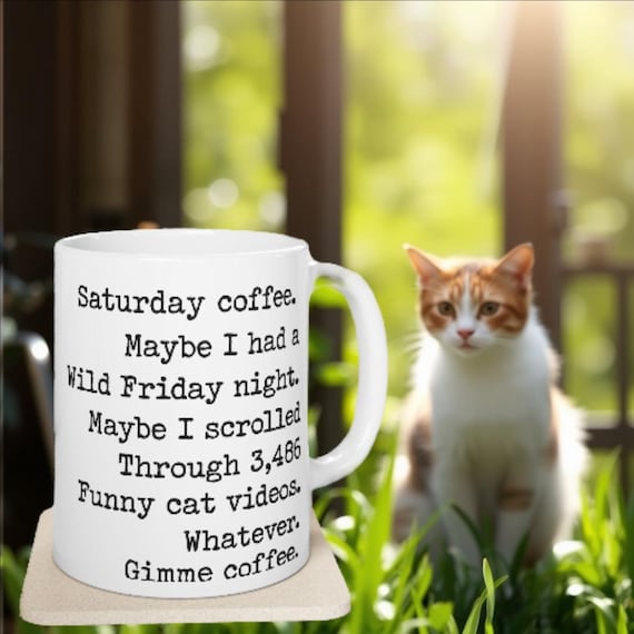 Funny Cat Video Coffee Mug: Sarcastic Humor Gift for Cat Lovers