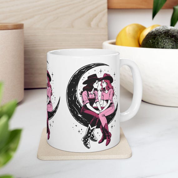 Moonstruck Cowgirl Ceramic Mug - Western Cowgirl Coffee Cup, Country Kitchen Tea Mug, Boho Cowgirl Gift, Rodeo Cowgirl Drinkware, Cowgirl