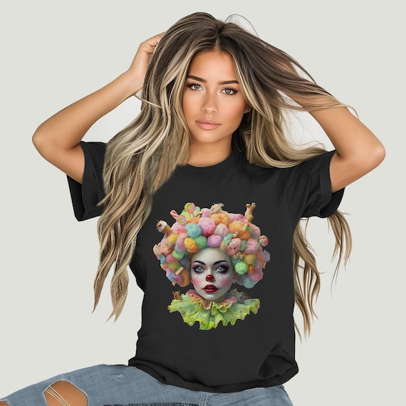 Cotton Candy Clown T-Shirt: Whimsical Surreal Art Comfort Colors Tee