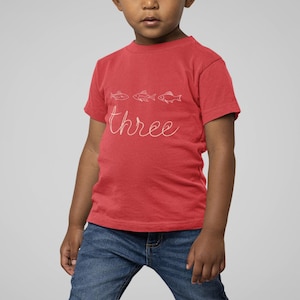 3-year-old birthday shirt Toddler Three Short Sleeve Tee 3 shirt 3 fish t-shirt boys three bday boy shirt 3 year-old boy or girl tee