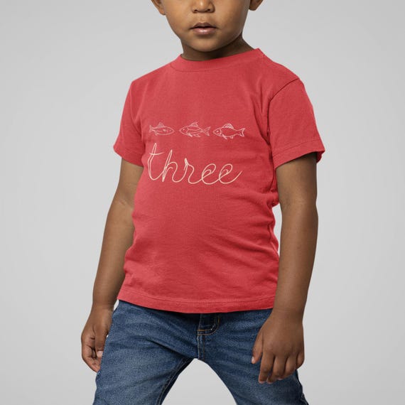 3-year-old birthday shirt Toddler Three Short Sleeve Tee 3 shirt 3 fish t-shirt boys three bday boy shirt 3 year-old boy or girl tee
