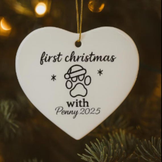 Personalized Dog Ornament First Christmas Keepsake Ceramic Print for  Pet Lovers