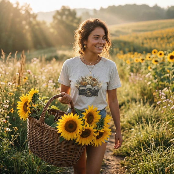 Vintage Camera Wildflower T-Shirt – Bella+Canvas 3001 Photographer Tee