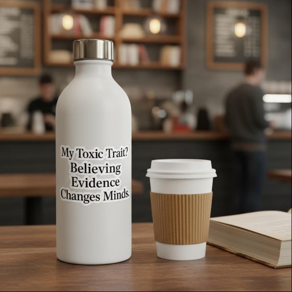 My Toxic Trait Believing Evidence Changes Minds Sticker • Funny Academic Vinyl Sticker • Sarcastic Quote Decal • Laptop or Water Bottle