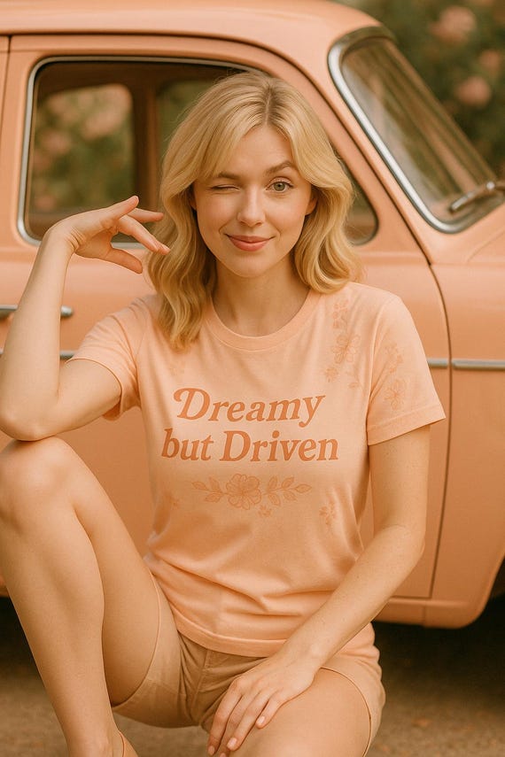 Peach Floral Graphic T-Shirt: Dreamy But Driven Soft Cotton Tee