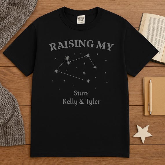 Star Constellations Personalized Mom Shirt, Custom Kids' Names Comfort Colors Tee, Celestial Family