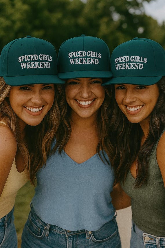 Spiced Girls Weekend Snapback Hat: Teal Embroidered Bachelorette Cap