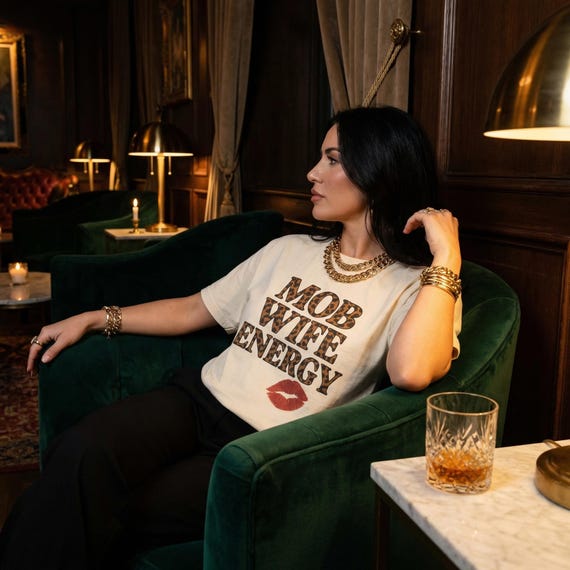 Mob Wife Energy Leopard Print T-Shirt, Red Lips Comfort Colors 1717 Tee