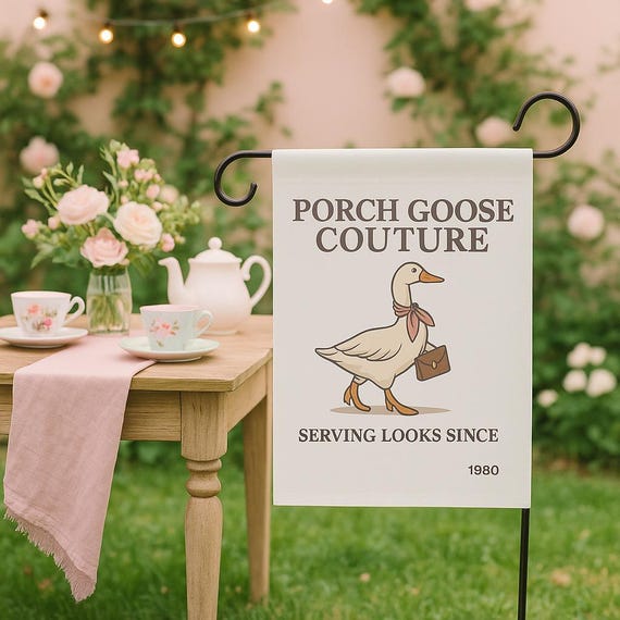 Custom Porch Goose Garden Flag: Fashion Diva Decor