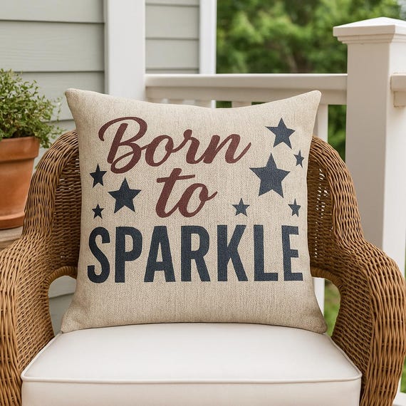 Patriotic Woven Throw Pillow: 4th of July Star Accent Cushion
