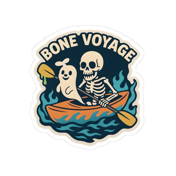 Halloween Skeleton & Ghost Stickers: Travel Art, Laptop Decals