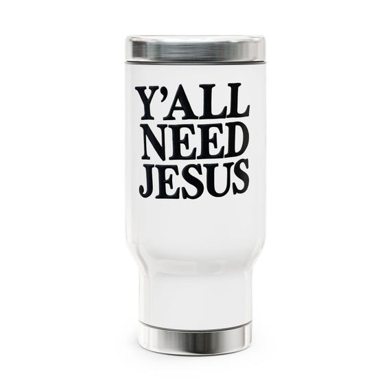 Jesus Travel Mug, 14oz Stainless Steel Religious Mug with Handle,  Spill-Resistant Cap, Perfect Christian Gift for Men Women Teens