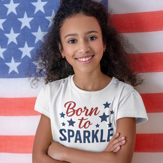 Born to Sparkle 4th of July Kids T-Shirt: Patriotic USA Tee
