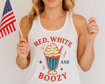 Red White and Boozy Tank Top: Funny 4th of July Racerback