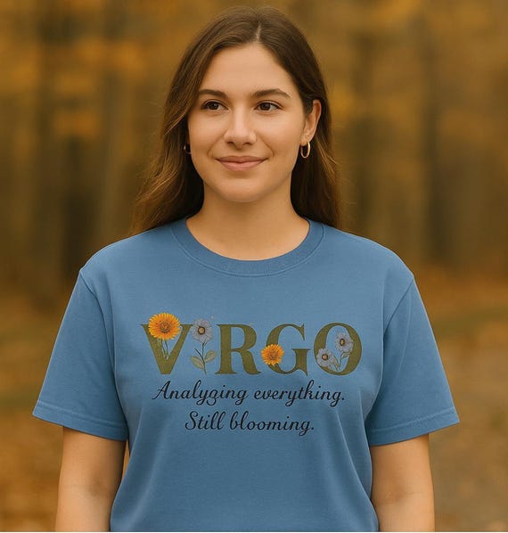 Virgo Zodiac Floral T-Shirt: Comfort Colors Astrology Tee