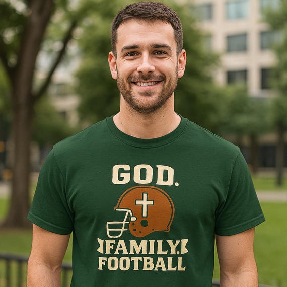 God Family Football T-Shirt: Christian Game Day Tee