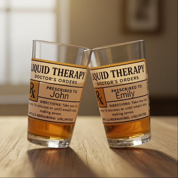 Personalized Liquid Therapy Pint Glass: Funny Prescription Beer Gift