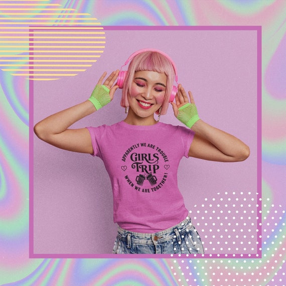 Personalized Girls Trip T-Shirt: Trouble Crew Beer Mug Tee