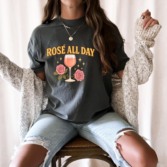 Rosé All Day Comfort Colors Tee: Wine Lover's Brunch Shirt