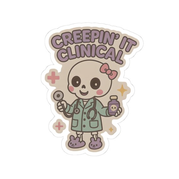 Kawaii Skeleton Nurse Sticker: Creepin' It Clinical - Halloween Decor