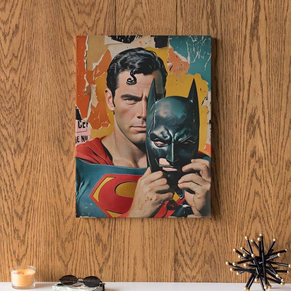 Vintage Comic Book Hero Canvas Art: Retro Superhero Wall Decor