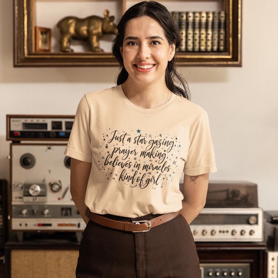 Star Gazing Christian T-Shirt: Miracle Believer, Girly Faith Gift
