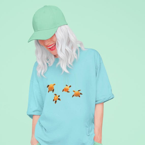 Sea Turtles Comfort Colors T-Shirt  4 Sea Turtles Dangling Design  Cute Coastal Graphic Tee |Beach Lover Gift Idea Fisherman Unisex Shirt
