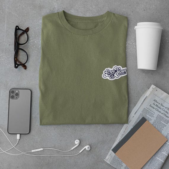 Peace Sign Patch T-Shirt: Vintage Boho Garment-Dyed Cotton Tee