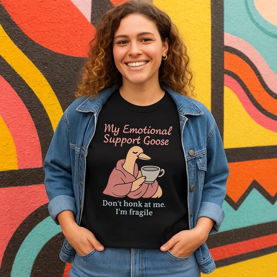 Emotional Support Goose Comfort Colors Tee: Funny Sarcastic T-Shirt