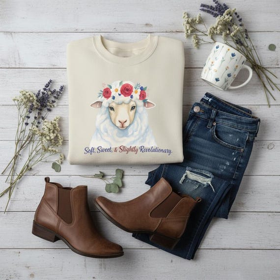 Floral Crown Sheep sweatshirt | Soft, Sweet & Slightly Revolutionary design