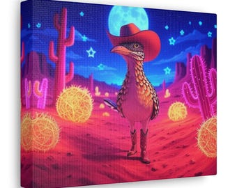 Doek Cosmic Cowboy Roadrunner: muurdecoratie neon woestijn