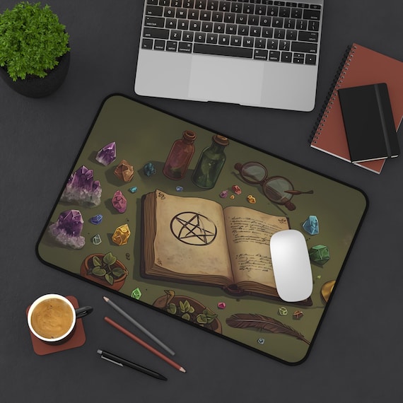 Mystical Witchy Desk Mat: Boho Home Office Decor, Crystal Lover Gift