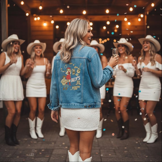 Women's Denim Jacket: Artistic Graphic, Music Festival Style