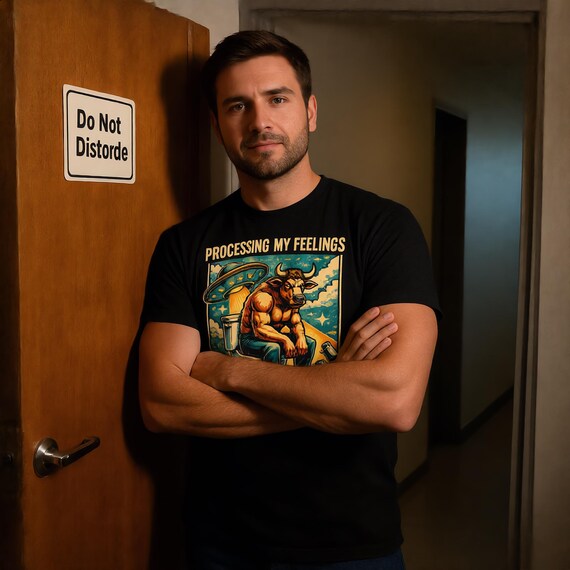 Funny Bull Graphic T-Shirt  Dark Humor Shirt   Snarky Mental Health Tee